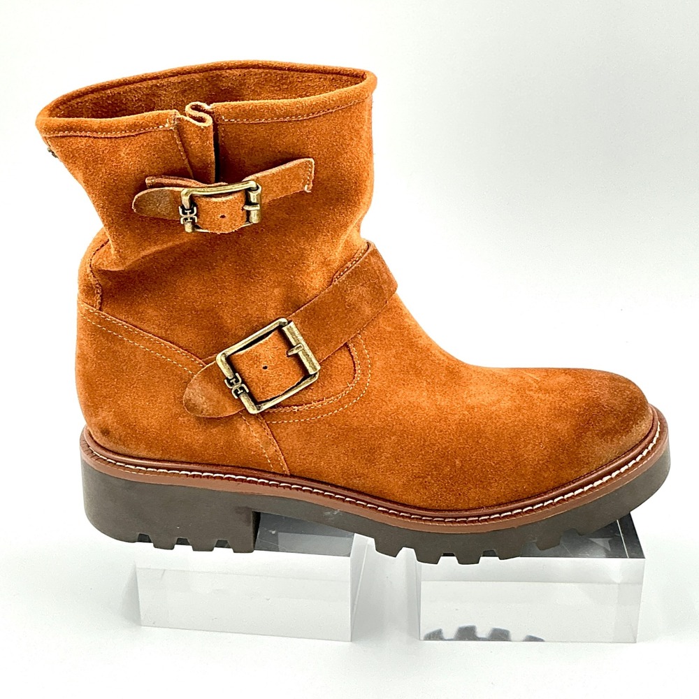 Sam Edelman Size 8.5 Ankle Boots Brown Suede Buckle Moto NEW Garret Women $180